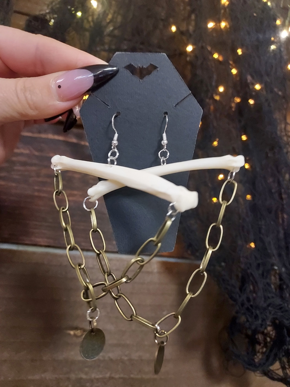 Bone Accent Gold-Tone Chain Earrings - Women Jewelry